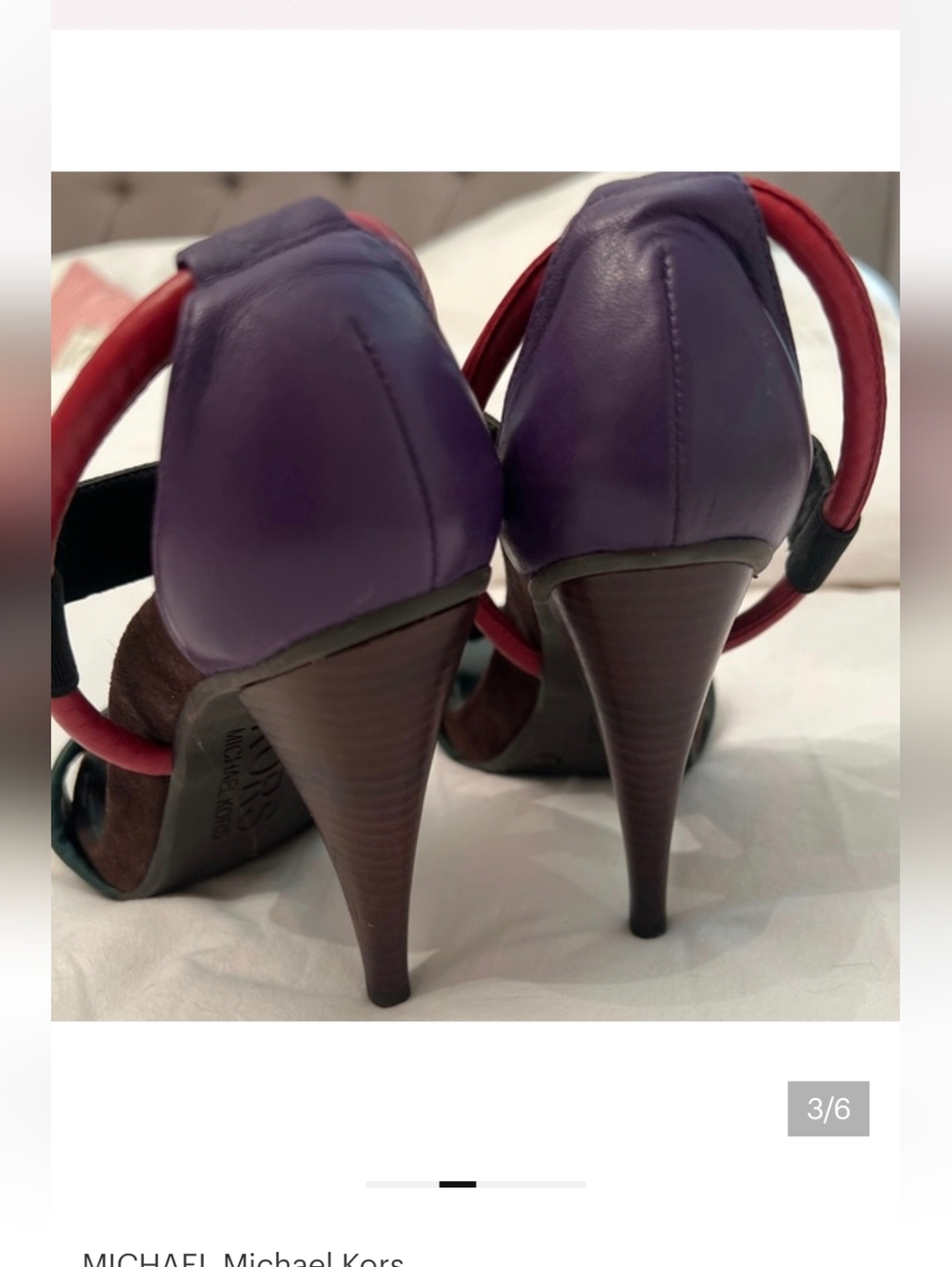 KORS Michael Kors Vintage Black, Green & Red Strappy Heel Sandals - Picture 2 of 2